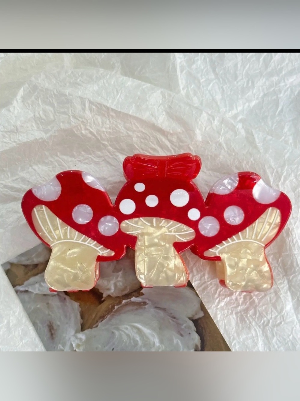 Red Polka Dot Mushroom Trio Hair Clip